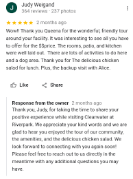 Positive review for a facility visit