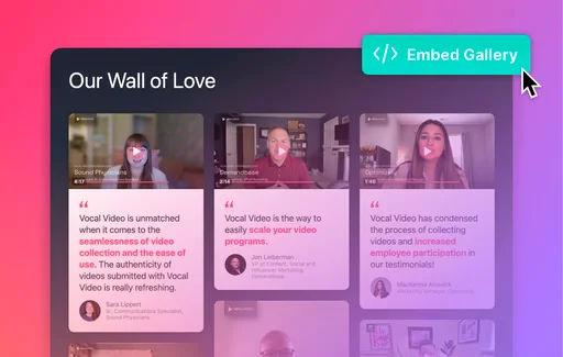 VocalVideo Testimonial Display