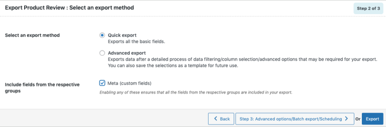 Pick an Export Method