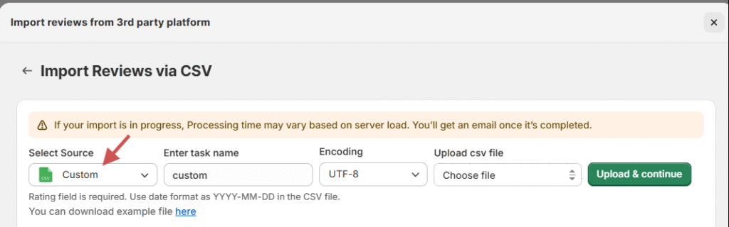 Import reviews via CSV